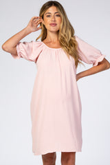 Pink Short Ruffle Sleeve Maternity Dress