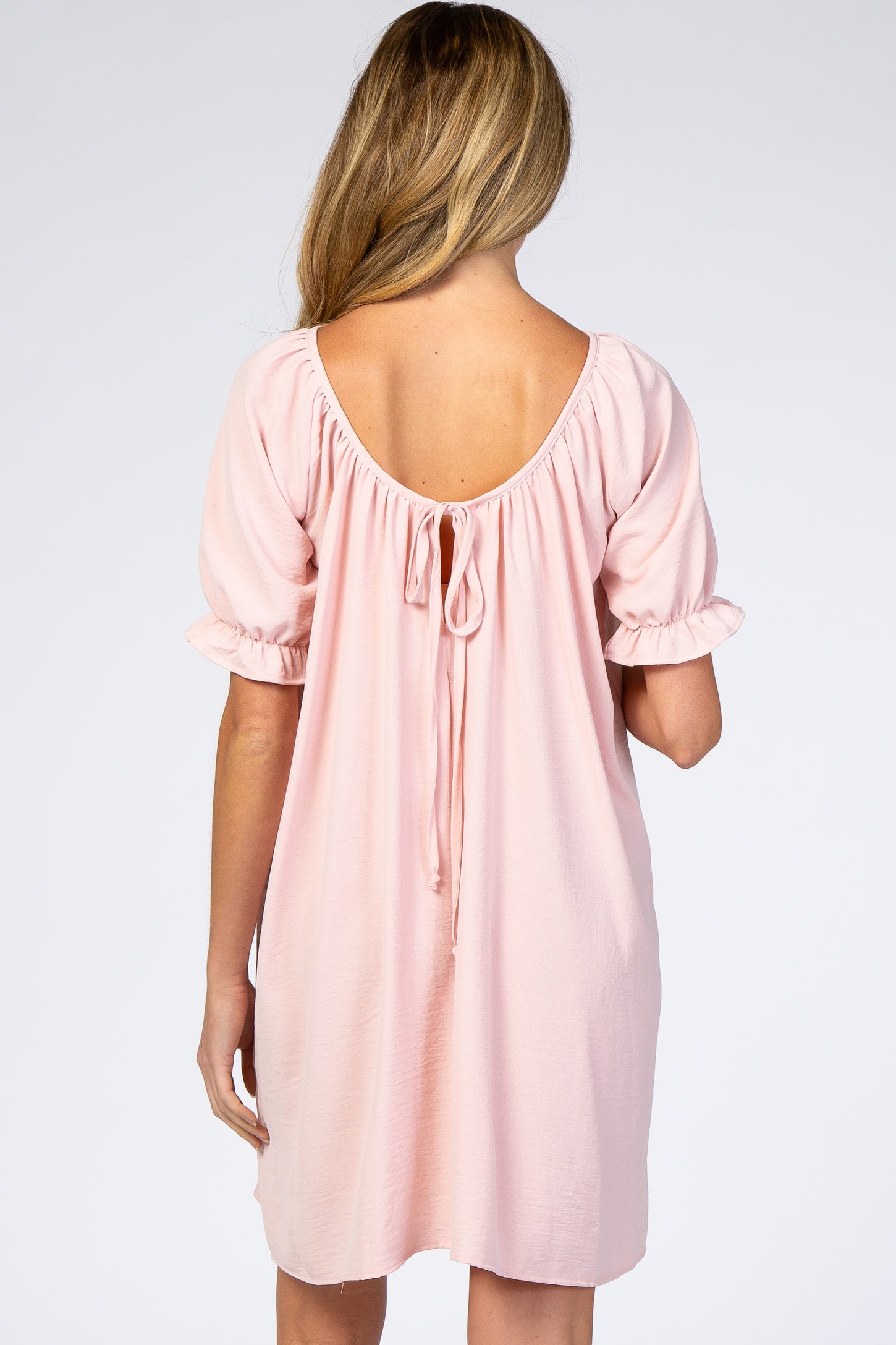 pink short maternity dress Maternity V Neck Swiss Dot Dress Summer Casual Short Sleeve Flowy Midi Dress Belt Photoshoot Baby Shower Dusty Pink L