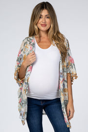 Yellow Floral Print Maternity Cover Up