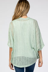 Mint Green Woven Knit Dolman Maternity Cover Up