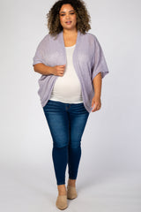 Lavender Woven Knit Dolman Maternity Plus Cover Up