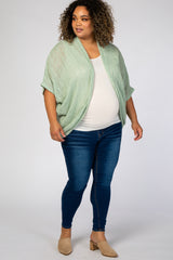 Mint Green Woven Knit Dolman Maternity Plus Cover Up