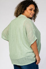 Mint Green Woven Knit Dolman Maternity Plus Cover Up