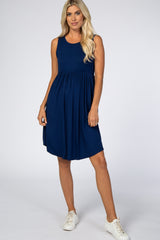 Navy Blue Sleeveless Maternity Dress