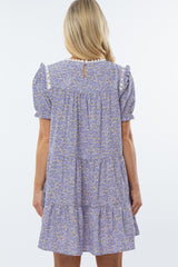 Lavender Floral Crochet Accent Maternity Dress