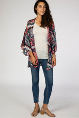 Navy Floral Patchwork Cover Up