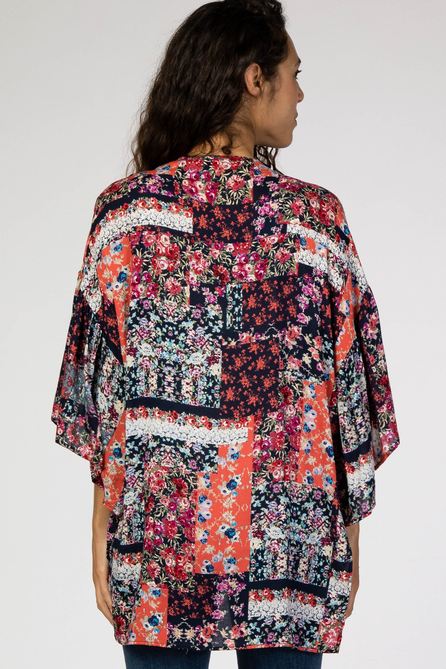 Navy Floral Patchwork Cover Up