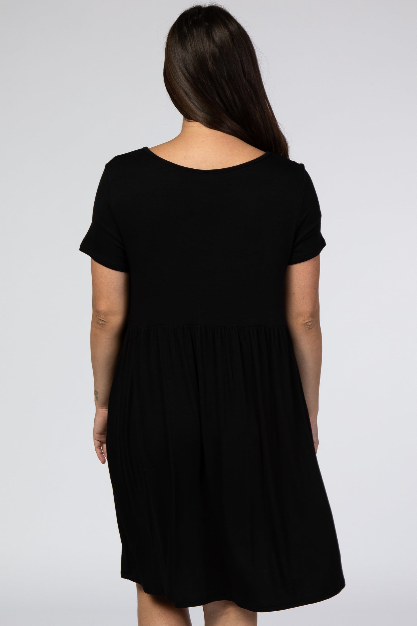 Black Short Sleeve Babydoll Maternity Dress– PinkBlush