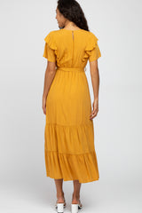 Yellow Floral Embroidered Maxi Dress