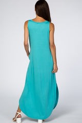 Turquoise Rounded Hem Maxi Dress