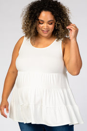 Ivory Tiered Sleeveless Maternity Plus Top