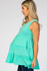 Turquoise Tiered Sleeveless Maternity Top