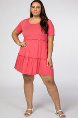 Coral Ruffle Accent Plus Maternity Dress