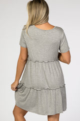 Heather Grey Ruffle Accent Maternity Dress