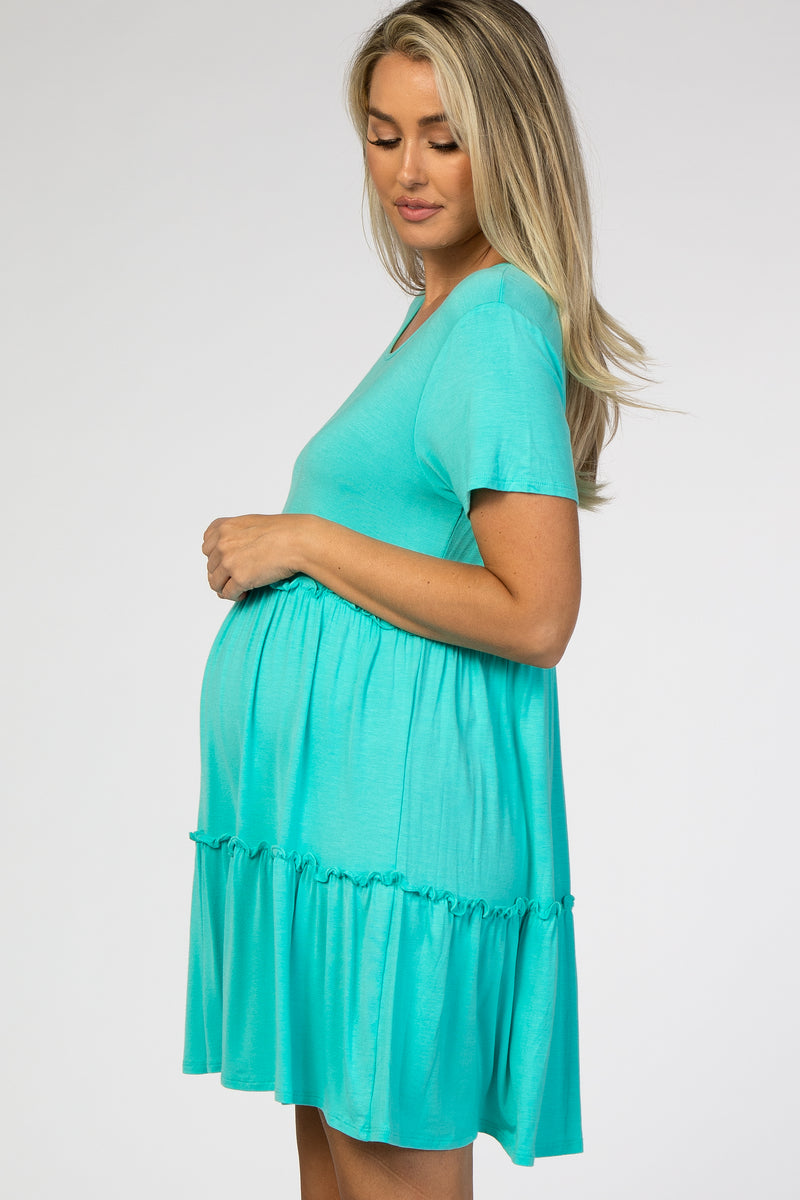 Mint Ruffle Accent Maternity Dress– PinkBlush