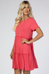 Coral Ruffle Accent Dress