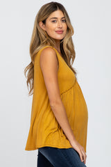 Yellow Sleeveless Babydoll Maternity Tank Top
