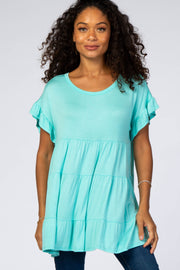 Mint Tiered Ruffle Sleeve Mini Dress