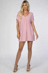 Pink V-Neck Dolman Dress