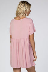Pink V-Neck Dolman Dress