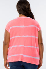 Pink Tie Dye Striped Plus Top