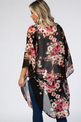 Black Floral Chiffon Maternity Cover Up