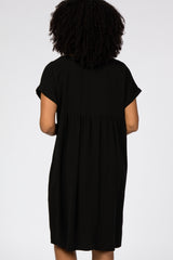 Black Rolled Cuff Dress