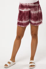 Purple Tie Dye Fringe Hem Maternity Shorts
