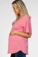 Pink Short Flounce Sleeve Maternity Top