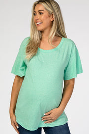 Mint Green Short Flounce Sleeve Maternity Top