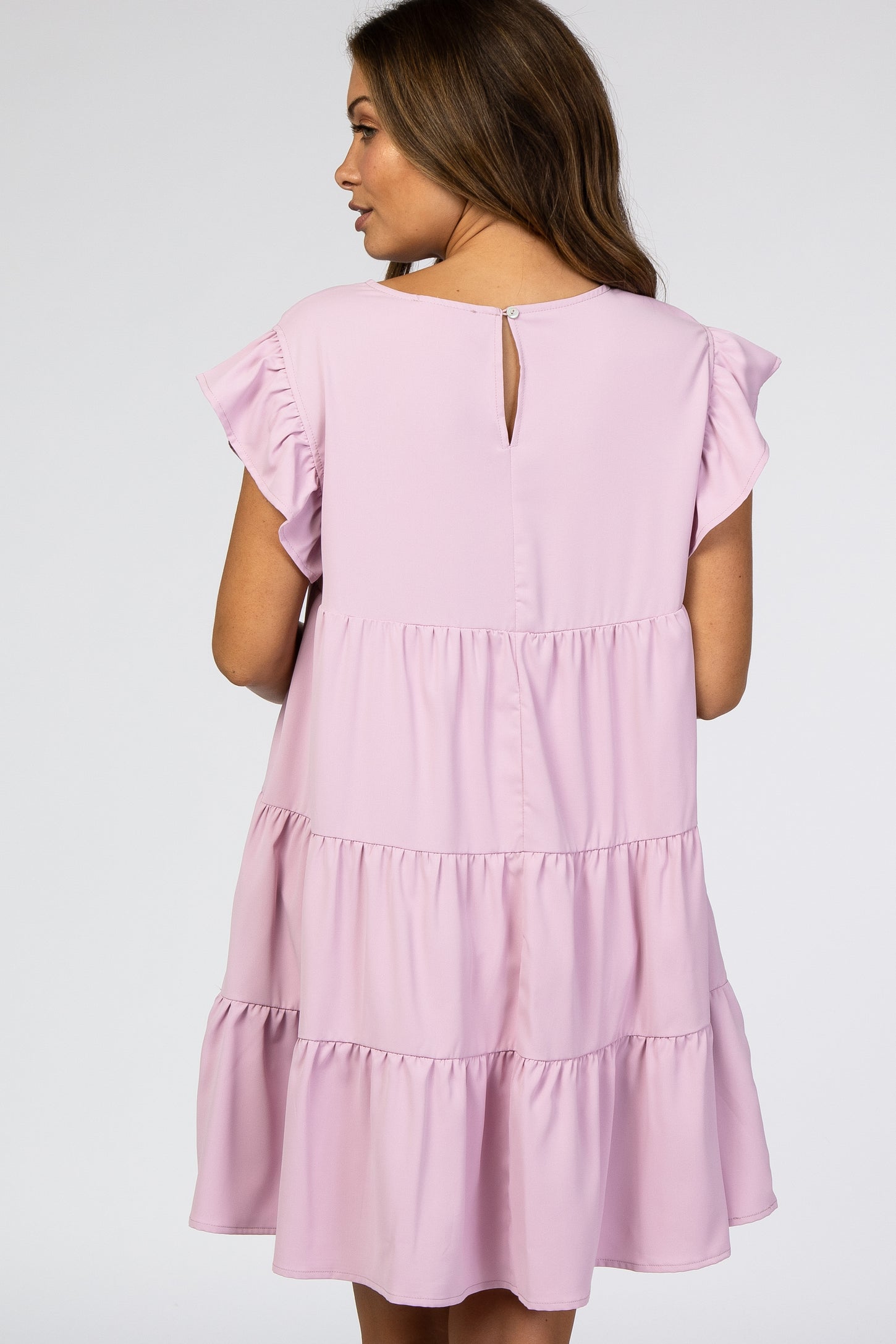 Light Pink Tiered Ruffle Maternity Dress
