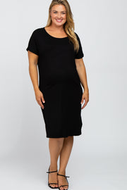 Black Basic Maternity Plus Dress