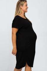 Black Basic Maternity Plus Dress