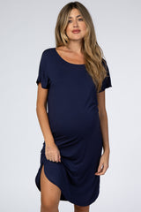 Navy Basic Maternity Dress