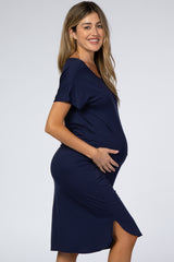 Navy Basic Maternity Dress