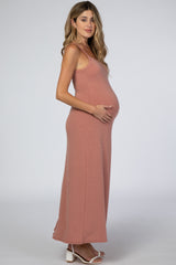 Pink Square Neck Maternity Maxi Dress
