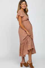 Mauve Printed Maternity Midi Dress