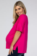 Fuchsia Hi-Low Maternity T-Shirt