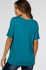 Teal V-Neck Maternity T-Shirt Top
