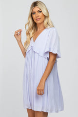 Lavender Ruffle V-Neck Babydoll Dress
