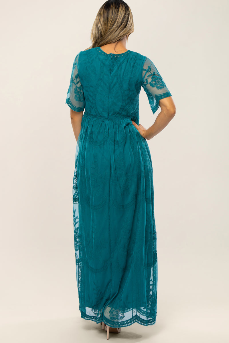 teal lace sheath dress Joy Scalloped Lace Dress  Teal