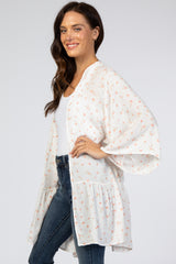 Ivory Floral Swiss Dot Ruffle Hem Cover Up