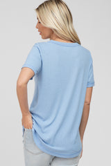 Light Blue Button Front T Shirt