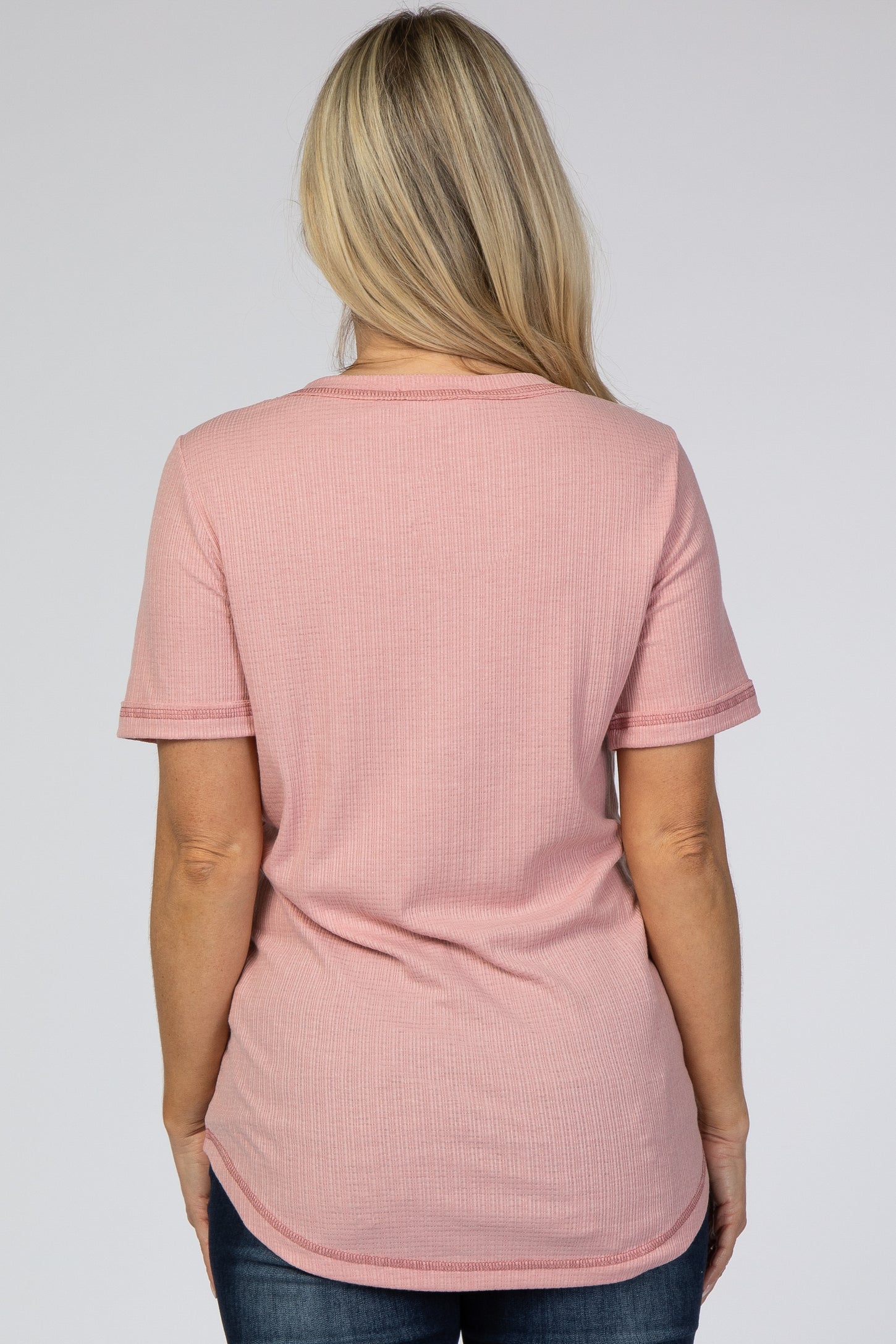 Pink Button Front Maternity T Shirt