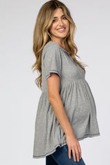 Heather Grey V Neck Maternity Top