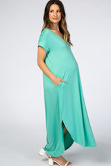 Mint Side Slit Maternity Maxi Dress
