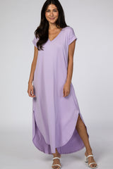 Violet Side Slit Maxi Dress