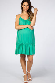 Green Ruffle Hem Maternity Dress
