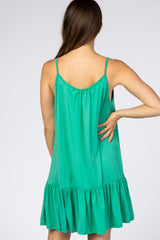 Green Ruffle Hem Maternity Dress