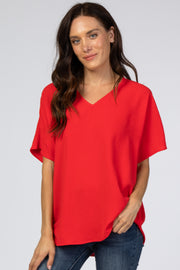 Red Short Sleeve Blouse